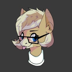 Size: 1000x1000 | Tagged: safe, artist:defiant_fox, artist:defiantfox, imported from derpibooru, oc, oc only, pony, :p, bust, coat markings, facial markings, glasses, gray background, simple background, snip (coat marking), solo, tongue out