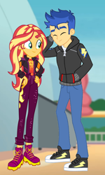 Size: 1264x2104 | Tagged: safe, artist:3d4d, imported from derpibooru, flash sentry, sunset shimmer, equestria girls, converse, cropped, female, flashimmer, male, shipping, shoes, straight