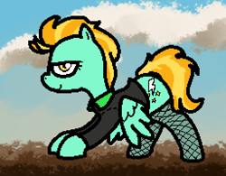 Size: 512x400 | Tagged: artist needed, safe, imported from derpibooru, lightning dust, pegasus, pony, banned from equestria daily, bedroom eyes, clothes, female, fishnets, mare, pixel art, pokehidden-ish, solo, style emulation