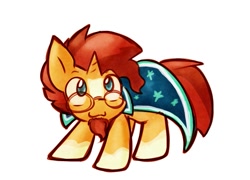 Size: 809x584 | Tagged: safe, artist:zutcha, imported from derpibooru, sunburst, pony, unicorn, :3, cloak, clothes, cute, facial hair, glasses, goatee, looking at you, male, simple background, smiling, smiling at you, solo, stallion, sunbetes, sunburst's cloak, white background