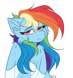 Size: 3600x3824 | Tagged: safe, artist:tizhonolulu, imported from derpibooru, rainbow dash, pegasus, pony, cheek fluff, ear fluff, simple background, solo, unamused, white background, wings