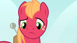 Size: 1280x720 | Tagged: safe, imported from derpibooru, screencap, big macintosh, earth pony, pony, season 4, somepony to watch over me, confused, frown, implied apple bloom, male, reaction image, solo, stallion, why