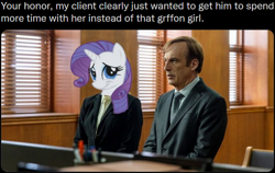 Size: 620x393 | Tagged: safe, edit, imported from derpibooru, rarity, dragon dropped, better call saul, meme, saul goodman, your honor