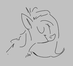 Size: 251x230 | Tagged: safe, pony, aggie.io, eyes closed, female, lowres, mare, monochrome, simple background, smiling