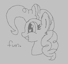 Size: 224x211 | Tagged: safe, pinkie pie, earth pony, pony, aggie.io, female, heart eyes, lowres, mare, monochrome, simple background, smiling, wingding eyes