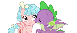 Size: 1006x435 | Tagged: safe, artist:memnoch, artist:sollace, edit, editor:undeadponysoldier, imported from ponybooru, vector edit, cozy glow, spike, dragon, pegasus, pony, alternate universe, cozybetes, cute, daaaaaaaaaaaw, female, filly, foal, freckles, happy, in love, kiss on the cheek, kissing, raised hoof, raised leg, reformed, simple background, spikabetes, spread wings, transparent background, vector, winged spike, wings