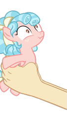 Size: 551x1024 | Tagged: safe, edit, editor:undeadponysoldier, imported from ponybooru, cozy glow, human, pony, bow, cozy glow is best facemaker, cozybetes, cute, female, filly, foal, freckles, hair bow, hand, holding a pony, offscreen character, offscreen human, show accurate, simple background, transparent background