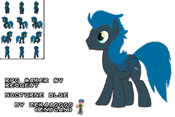 Size: 576x384 | Tagged: safe, artist:zeka10000, imported from derpibooru, oc, oc:enigan, oc:nocturne blue, human, pegasus, pony, male, pixel art, request, requested art, rpg maker, simple background, solo, sprite, sprite sheet, stallion, text, transparent background