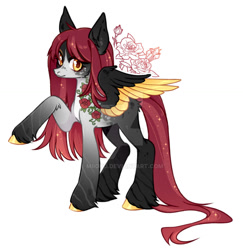 Size: 1024x1052 | Tagged: safe, artist:miioko, imported from derpibooru, oc, oc only, pegasus, pony, colored wings, deviantart watermark, obtrusive watermark, pegasus oc, raised hoof, simple background, two toned wings, watermark, white background, wings