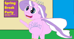 Size: 2054x1088 | Tagged: safe, artist:coltfan97, imported from derpibooru, diamond tiara, earth pony, pony, 1000 hours in ms paint, butt, diamond buttiara, invitation, plot, smiling, solo, spring break