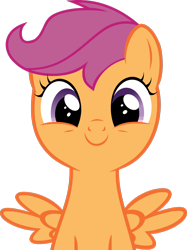 Size: 1600x2137 | Tagged: artist needed, safe, imported from derpibooru, scootaloo, pegasus, pony, season 6, the fault in our cutie marks, cute, cutealoo, female, filly, foal, happy, looking at you, simple background, solo, spread wings, transparent background, wings