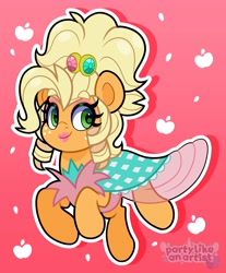 Size: 3312x4000 | Tagged: safe, artist:partylikeanartist, imported from derpibooru, applejack, earth pony, pony, applejewel, clothes, dress, eye clipping through hair, eyebrows, eyebrows visible through hair, lipstick, makeup, ponytail, solo