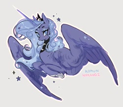 Size: 1525x1335 | Tagged: safe, artist:costly, imported from derpibooru, princess luna, alicorn, pony, colored pupils, crown, cute, female, hoof shoes, jewelry, lunabetes, mare, regalia, solo, stars