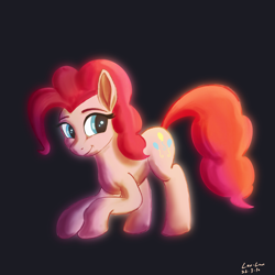 Size: 4096x4096 | Tagged: safe, artist:leoliu0491, imported from derpibooru, pinkie pie, pony, absurd resolution, black background, female, mare, simple background, smiling, solo, standing