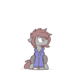 Size: 1000x1000 | Tagged: safe, artist:sugar morning, imported from derpibooru, oc, oc only, oc:artfulcord, oc:arucordu, cat, pegasus, pony, animated, behaving like a cat, clothes, commission, cute, gif, jacket, jumpscare, male, phobia, scared, sikan pegasus, simple background, sitting, sketch, solo, stallion, white background