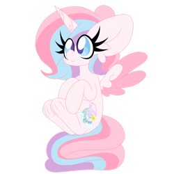 Size: 1280x1280 | Tagged: safe, artist:ladylullabystar, imported from derpibooru, oc, oc:lullaby star, alicorn, pony, colored wings, female, mare, simple background, solo, transparent background, two toned wings, underhoof, wings