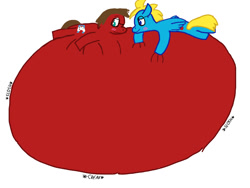Size: 816x613 | Tagged: safe, imported from derpibooru, oc, pony, belly, belly bed, impossibly large belly, inflation
