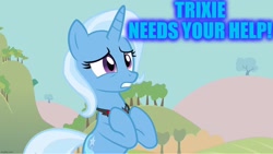 Size: 1280x721 | Tagged: safe, edit, edited screencap, imported from derpibooru, screencap, trixie, pony, unicorn, magic duel, season 3, alicorn amulet, bipedal, bronybait, evil trixie, female, mare, solo, text