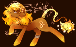 Size: 3500x2200 | Tagged: safe, artist:kot-of-eden, artist:saphirecat11, imported from derpibooru, oc, oc only, oc:leo, earth pony, pony, earth pony oc, leo, simple background, solo, zodiac