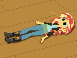 Size: 2048x1536 | Tagged: safe, artist:mecha113, imported from derpibooru, sunset shimmer, equestria girls, doll, dollified, female, forced smile, inanimate tf, smiling, solo, toy, transformation