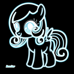 Size: 2449x2449 | Tagged: safe, artist:rose5tar, imported from derpibooru, oc, oc:snowdrop, pegasus, pony, black background, high res, neon, simple background