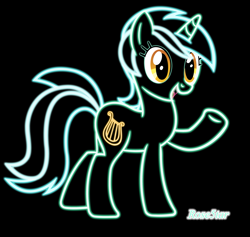 Size: 2513x2387 | Tagged: safe, artist:rose5tar, imported from derpibooru, lyra heartstrings, pony, unicorn, black background, high res, neon, simple background