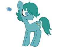 Size: 2000x1500 | Tagged: safe, artist:alandisc, imported from derpibooru, oc, oc only, oc:max crow, butterfly, earth pony, pony, colt, earth pony oc, foal, hair over one eye, looking at butt, male, no mouth, simple background, solo, surprised, surprised face, transparent background