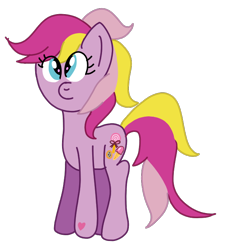 Size: 620x690 | Tagged: safe, artist:funnyclowns64, imported from derpibooru, triple treat, earth pony, pony, colored, cute, female, g3, g3 to g4, g4, generation leap, heart, hoof heart, hooves, mare, multicolored hair, multicolored mane, multicolored tail, simple background, smiling, solo, standing, tail, three tone tail, three toned mane, transparent background, triplebetes