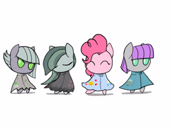 Size: 4347x3200 | Tagged: safe, artist:a.s.e, imported from derpibooru, limestone pie, marble pie, maud pie, pinkie pie, angry, clothes, dress, female, happy, hollow knight, neutral, pie sisters, siblings, sisters, together