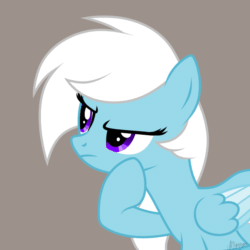 Size: 1014x1014 | Tagged: safe, artist:feather_bloom, imported from derpibooru, oc, oc only, oc:feather_bloom, pegasus, pony, animated, cute, gray background, pegasus oc, simple background, solo, thinking