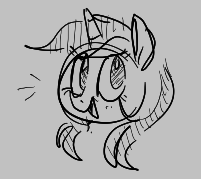 Size: 201x179 | Tagged: safe, artist:hattsy, lyra heartstrings, pony, unicorn, aggie.io, female, lowres, mare, monochrome, open mouth, simple background, smiling, talking