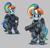 Size: 520x503 | Tagged: safe, rainbow dash, pegasus, pony, aggie.io, armor, bipedal, female, gray background, gun, looking down, mare, simple background, weapon