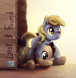 Size: 1558x1601 | Tagged: safe, artist:etienne boilley, imported from derpibooru, derpy hooves, doctor whooves, time turner, earth pony, pegasus, pony, album cover, cardboard box, cute, plushie