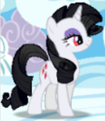 Size: 456x526 | Tagged: safe, imported from derpibooru, rarity, pony, unicorn, fighting is magic, black mane, cloudsdale, horn, smiling