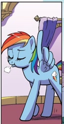 Size: 343x666 | Tagged: safe, artist:pencils, idw, imported from derpibooru, rainbow dash, pony, spoiler:comic95, comic, cropped, season 10, wing hands, wings