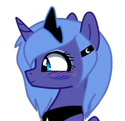 Size: 7450x7230 | Tagged: safe, artist:dassboshit, artist:karmakstylez, edit, editor:dassboshit, editor:karmakstylez, imported from derpibooru, princess luna, alicorn, blushing, cute, happy, paint.net, s1 luna, simple background, solo, transparent background, upscaled, young, younger