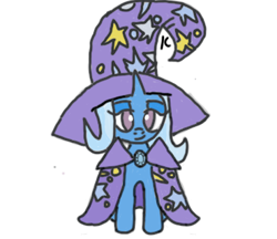 Size: 370x320 | Tagged: safe, artist:icristal, derpibooru exclusive, imported from derpibooru, trixie, pony, unicorn, cape, clothes, g4, hat, simple background, solo, white background