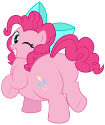Size: 2683x3179 | Tagged: safe, artist:aleximusprime, imported from derpibooru, pinkie pie, earth pony, pony, flurry heart's story, balloonbutt, bow, butt, cute, diapinkes, fat, female, grin, hair bow, high res, looking at you, looking back, looking back at you, mare, older, older pinkie pie, one eye closed, plot, pudgy pie, simple background, smiling, solo, thick, transparent background, wink, winking at you