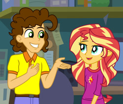 Size: 1024x866 | Tagged: safe, artist:emeraldblast63, imported from derpibooru, cheese sandwich, sunset shimmer, comic:the tale of two sunsets, equestria girls, duo, equestria girls-ified, female, male, story included
