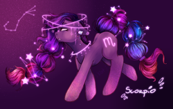 Size: 3560x2240 | Tagged: safe, artist:kot-of-eden, artist:saphirecat11, imported from derpibooru, oc, oc only, earth pony, pony, constellation, earth pony oc, female, ponified, scorpio, solo, zodiac