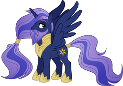 Size: 4289x3000 | Tagged: safe, artist:shakespearicles, artist:whalepornoz, imported from derpibooru, oc, oc only, oc:prince nova sparkle, alicorn, pony, fanfic:cat's cradle, alicorn oc, beard, facial hair, fimfiction, high res, horn, jewelry, male, moustache, offspring, parent:shining armor, parent:twilight sparkle, parents:shining sparkle, ponytail, prince, product of incest, product of sparklecest, regalia, royalty, shakespearicles, show accurate, simple background, solo, stallion, standing, transparent background, wings