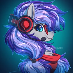 Size: 1500x1500 | Tagged: safe, artist:ask-colorsound, imported from derpibooru, oc, oc only, oc:cinnabyte, pony, headphones, headset, solo, tongue out