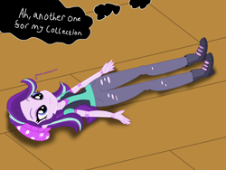 Size: 2048x1536 | Tagged: safe, artist:mecha113, imported from derpibooru, starlight glimmer, equestria girls, doll, dollified, female, forced smile, inanimate tf, smiling, solo, toy, transformation