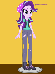 Size: 1536x2048 | Tagged: safe, artist:mecha113, imported from derpibooru, starlight glimmer, equestria girls, doll, dollified, female, forced smile, inanimate tf, smiling, solo, toy, transformation