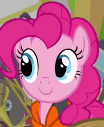 Size: 320x388 | Tagged: safe, imported from derpibooru, screencap, pinkie pie, earth pony, pony, pinkie apple pie, season 4, animated, big smile, boat, cropped, female, gif, mare, reaction image, smiling, solo