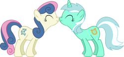 Size: 1280x596 | Tagged: safe, artist:jakeneutron, imported from derpibooru, bon bon, lyra heartstrings, sweetie drops, earth pony, unicorn, boop, duo, eyes closed, female, lesbian, lyrabon, mare, noseboop, shipping, simple background, transparent background, vector