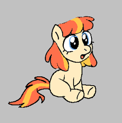 Size: 302x306 | Tagged: safe, artist:myra, oc, oc only, oc:aimless memory, earth pony, pony, aggie.io, female, filly, mare, open mouth, simple background, sitting