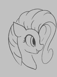 Size: 208x279 | Tagged: safe, artist:firecracker, fluttershy, pony, aggie.io, female, lowres, mare, monochrome, simple background, smiling