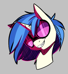 Size: 405x442 | Tagged: safe, dj pon-3, vinyl scratch, pony, unicorn, aggie.io, female, glasses, mare, simple background, smiling