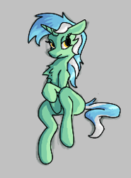 Size: 190x257 | Tagged: safe, artist:firecracker, lyra heartstrings, pony, unicorn, aggie.io, chest fluff, female, lowres, mare, on back, simple background